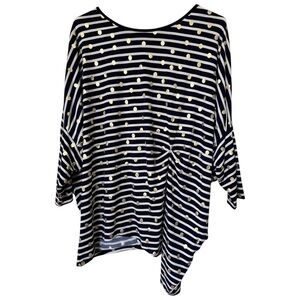 Frank Lyman Navy Metallic Dot Top - Size 10